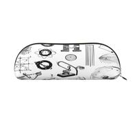 Large Capacity Leather Pencil Case For School & Work, Semi-Circle Makeup Bag For Cosmetics, Physics Print, Durable Zippered Pen Pouch With Metallic Zipper, Organizer For Backpack, Briefcase, Purse