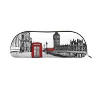 Large Capacity Leather Pencil Case For School Work, Semi-Circle Makeup Bag For Cosmetics, Red Phone Booth London Street, Durable Pen Pouch With Metallic Zipper, Organizer For Backpack Briefcase Purse