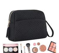 Large Capacity Makeup Bag Makeup Bag with Strap, Travel Cosmetic Makeup Bag | Waterproof Travel Pouch for Toiletries with Strap for Use, Black, Se référer au descriptif, Refer to description