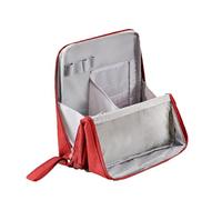 Large Capacity Makeup Bag Makeup Bags for Women Makeup Bag with Compartments Large Capacity Organiser Multi Purpose Standing Make Up Bags with Clear Divider and Handle for Travel (RD)