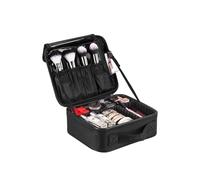 Large Capacity Makeup Case with Adjustable Dividers 3-Layer Professional Cosmetic Train Case Waterproof Makeup Organizer for Travel Ideal for Makeup Artists Nail Technicians Mini Black ET100A