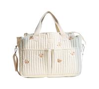 Large Capacity Mom Bag Embroidered Pattern Diaper Splashproof Crossbody Travel Storage Shoulder Handbag Easy To Clean