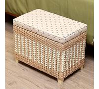 Large Capacity Multi-Function Storage Bench For Shoes Bench Clothing Toys,Rattan Woven Storage Stool,Primary Color,60X30X40Cm,Primary Color-80x30x40cm