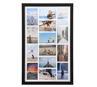 Large Capacity Multi Picture Frame - Holds 14 4x6 Photos, Solid Wood Versatile Collage Display Frame with Acrylic Glass, Wall Mount, for Living Room Bedroom Office Gallery(Black)
