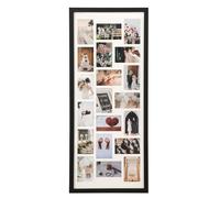 Large Capacity Multi Picture Frame - Holds 20 4x6 Photos, Solid Wood Versatile Collage Display Frame with Acrylic Glass, Wall Mount, for Living Room Bedroom Office Gallery(Black)
