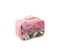 Large Capacity Multifunctional Storage Carrier Featuring Printed Letters Visible Design for Cosmetics Travel Needs and Home Organization Clear Toiletry Bag for Travel