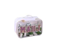 Large Capacity Multifunctional Storage Carrier Featuring Printed Letters Visible Design for Cosmetics Travel Needs and Home Organization Clear Makeup Bag with Handle