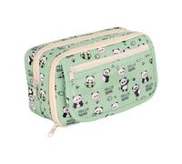 Large Capacity Multipurpose Pen Case, Lightweight, Washable, Stationery Organizer, Portable, Oxford Cloth, Suitable, Green Panda