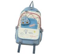 Large Capacity Nylon Backpack for Teens Girls School Travel Fashion Contrast Color Laptop Book Bag with Small Coin Purse