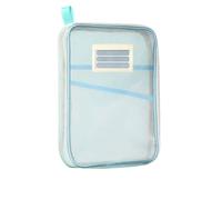 Large Capacity Nylon Document Bag with Zipper Light Transparent Mesh File Pouch with Strap for Books Stationery Organizer(Blu)