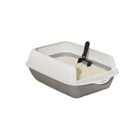 Large Capacity Open Cat Litter Box High-Sided Durable Litter Pan Anti-Splash Easy-to-Clean Detachable Tray Litter Tray(Gris)