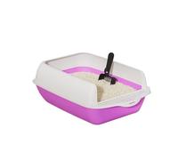 Large Capacity Open Cat Litter Box High-Sided Durable Litter Pan Anti-Splash Easy-to-Clean Detachable Tray Litter Tray(Lila)