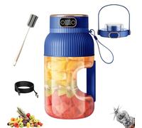 Large Capacity Ovidian Juicer Cup, Multifunctional Portable Juicer Cup with Digital Display, Fruit Mixers Juicers Electric Juicer, Wireless Portable Blender Rechargeable for Shakes and Smoothies(Blue)