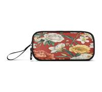 Large Capacity Pencil Bag Kids Pen Case Cosmetic School Must Haves Multifunctional Flowers Peonies Portulaca Grandiflora Narcissus Red