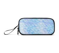 Large Capacity Pencil Box Teen Special Pencil Case Elementary with Compartment Blue Scales Shimmering