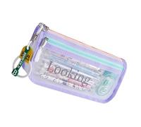 Large Capacity Pencil Case 2 Compartment Travel Pen Organiser Bag Light Weight See Through Pencils Pouches for Studen Canvas Pencil Bag