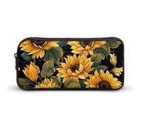 Large Capacity Pencil Case Aesthetic Mini Makeup Bag & Travel Organizer with Durable Metal Zipper, Sunflower Thank You for Brightening My Life Pencil Pouch for Office, Travel (8.7x4.7x2 Inches)