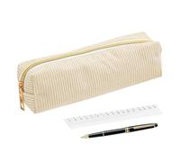 Large Capacity Pencil Case, Aesthetic Pencil Case - Plain Office Pouch in King's Rope for Students Pens Eraser Ruler Marker Notebook, Cream-Coloured, Se référer au descriptif, Refer to description