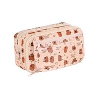 Large Capacity Pencil Case - Animal Patterns Organizer Bag Stationery Multi Pocket | Storage Pencils with Zipper Pattern Holder for Teen Girls School College, Cream coloured, Consulte la descripción
