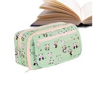 Large Capacity Pencil Case - Animal Patterns Organizer Bag Stationery Multi Pocket | Storage Pencils with Zipper Pattern Holder for Teen Girls School College, verde, Consulte la descripción, See