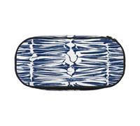 Large capacity pencil case, Blue Polynesian Maori Tribal Organizer with Zippered, Compartments Elastic Pen Holders for School Office, Lightweight pen bag for Travel, MULTI-USE Oxford Fabric pencil bag