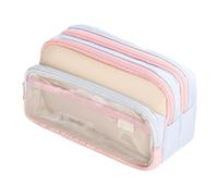 Large Capacity Pencil Case - Canvas 8.27 Inches, Pen Storage with Three Compartments, Organisational Control, Portable Pencil Case with Zip Layout, School Backpacks, College Sc
