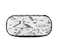 Large capacity pencil case, Chemistry Print Organizer with Zippered, Compartments & Elastic Pen Holders for School, Office, Lightweight pen bag for Travel, MULTI-USE Oxford Fabric pencil bag