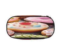 Large capacity pencil case, Cupcakes Donuts Muffins Sugar Organizer with Zippered, Compartments Elastic Pen Holders for School Office Lightweight pen bag for Travel, MULTI-USE Oxford Fabric pencil bag