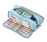 Large Capacity Pencil Case Cute Pencil Pouch 3 Compartments Big Pen Bag Multiple Use Aesthetic Zipper Bags School Office Organizer for Teens Boys Girls Adults Student (Blue)