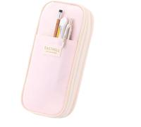 Large Capacity Pencil Case Durable Office College School Pen Holder Organizer Stationery Makeup Bag Pouch Box for Girls Adults, 22x11cm (Pink)