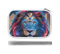 Large Capacity Pencil Case for Adults - Durable PU Leather Lion in Mystical Starry Night Pencil Pouch with Zipper Portable Travel Makeup Bag Mini Cosmetic Bag for Office, Travel
