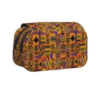 Large Capacity Pencil Case For Girls & Boys, Double Layer Pencil Case With Flip Top, African Tribal Ethnic Texture Pen Bag Organizer, Portable Office Stationery Bag Pencil Pouch For School College