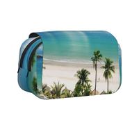 Large Capacity Pencil Case For Girls & Boys, Double Layer Pencil Case With Flip Top, Beach Palm Tree Pen Bag Organizer, Portable Office Stationery Makeup Bag Pencil Pouch For School, College, Exams