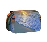 Large Capacity Pencil Case For Girls & Boys, Double Layer Pencil Case With Flip Top, Beach Sunset Pen Bag Organizer, Portable Office Stationery Makeup Bag Pencil Pouch For School, College, Exams