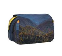 Large Capacity Pencil Case For Girls & Boys, Double Layer Pencil Case With Flip Top, Blue Ridge Parkway Mountains Pen Bag Organizer, Portable Office Stationery Bag Pencil Pouch For School College