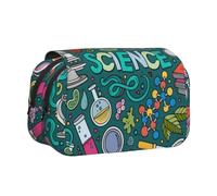 Large Capacity Pencil Case For Girls & Boys, Double Layer Pencil Case With Flip Top, Cartoon Science Theme Pen Bag Organizer, Portable Office Stationery Makeup Bag Pencil Pouch For School College