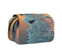 Large Capacity Pencil Case For Girls & Boys, Double Layer Pencil Case With Flip Top, Coconut Beach Sunset Pen Bag Organizer, Portable Office Stationery Makeup Bag Pencil Pouch For School College Exams