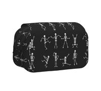 Large Capacity Pencil Case For Girls & Boys, Double Layer Pencil Case With Flip Top, Cute Skeleton Dancing Pen Bag Organizer, Portable Office Stationery Makeup Bag Pencil Pouch For School College