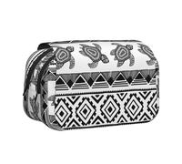 Large Capacity Pencil Case For Girls & Boys, Double Layer Pencil Case With Flip Top, Ethnic Turtle Striped Pen Bag Organizer, Portable Office Stationery Makeup Bag Pencil Pouch For School College