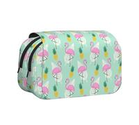 Large Capacity Pencil Case For Girls & Boys, Double Layer Pencil Case With Flip Top, Flamingo Pineapples Pen Bag Organizer, Portable Office Stationery Makeup Bag Pencil Pouch For School College Exams