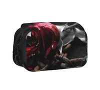 Large Capacity Pencil Case For Girls & Boys, Double Layer Pencil Case With Flip Top, Gothic Black Roses Pen Bag Organizer, Portable Office Stationery Makeup Bag Pencil Pouch For School, College, Exams