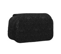 Large Capacity Pencil Case For Girls & Boys, Double Layer Pencil Case With Flip Top, Gothic Wallpaper Skull Pen Bag Organizer, Portable Office Stationery Makeup Bag Pencil Pouch For School College