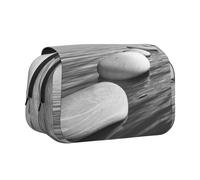 Large Capacity Pencil Case For Girls & Boys, Double Layer Pencil Case With Flip Top, Grey Zen Stones Picture Pen Bag Organizer, Portable Office Stationery Makeup Bag Pencil Pouch For School College