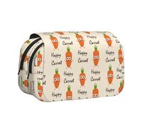 Large Capacity Pencil Case For Girls & Boys, Double Layer Pencil Case With Flip Top, Happy Carrot Pen Bag Organizer, Portable Office Stationery Makeup Bag Pencil Pouch For School, College, Exams