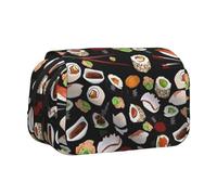 Large Capacity Pencil Case For Girls & Boys, Double Layer Pencil Case With Flip Top, Japanese Sushi Black Pen Bag Organizer, Portable Office Stationery Makeup Bag Pencil Pouch For School College Exams