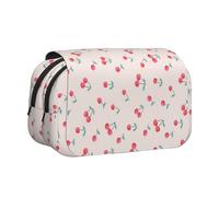 Large Capacity Pencil Case For Girls & Boys, Double Layer Pencil Case With Flip Top, Lovely Sweet Red Cherry Pen Bag Organizer, Portable Office Stationery Makeup Bag Pencil Pouch For School College