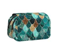 Large Capacity Pencil Case For Girls & Boys, Double Layer Pencil Case With Flip Top, Mermaid Fish Scale Pen Bag Organizer, Portable Office Stationery Makeup Bag Pencil Pouch For School, College, Exams