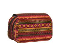 Large Capacity Pencil Case For Girls & Boys, Double Layer Pencil Case With Flip Top, Mexican Folk Art Boho Pen Bag Organizer, Portable Office Stationery Makeup Bag Pencil Pouch For School College