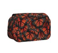 Large Capacity Pencil Case For Girls & Boys, Double Layer Pencil Case With Flip Top, Monarch Butterflies Pen Bag Organizer, Portable Office Stationery Makeup Bag Pencil Pouch For School College Exams