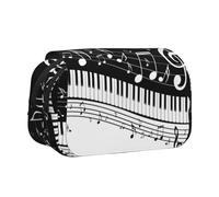 Large Capacity Pencil Case For Girls & Boys, Double Layer Pencil Case With Flip Top, Piano Keys Musical Notes Pen Bag Organizer, Portable Office Stationery Makeup Bag Pencil Pouch For School College
